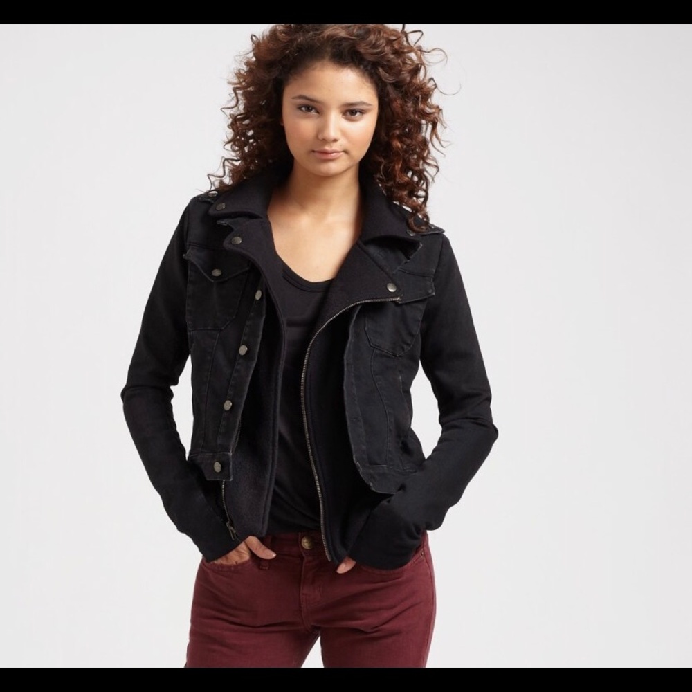 CURRENT/ELLIOTT Denim & Wool Layered Studio jacket